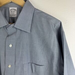 BROOKS BROTHERS Regent Mens long sleeve button Non Iron shirt BLUE - 17.5 - 34